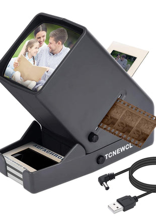TCNEWCL 35mm Slide and Film Viewer, Negative Scanner, Desk Top LED Lighted Illuminated Viewing, 3X Magnification, USB Powered