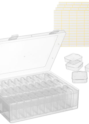 120Pcs Bead Organizer Box, Small Clear Plastic Bead Storage Containers, 4 Craft Storage Boxes with Hinged Lid, 336 Labels, Mini Box for Jewelry Making Bracelets Beading Nails Screws Seeds Small Parts