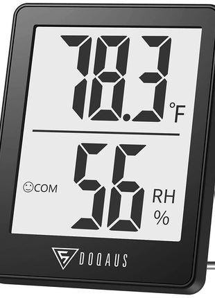 DOQAUS Digital Hygrometer Indoor Thermometer Humidity Meter Room Thermometer with 5s Fast Refresh Accurate Temperature Humidity Monitor for Home, Bedroom, Baby Room, Office, Greenhouse, Cellar (Black)
