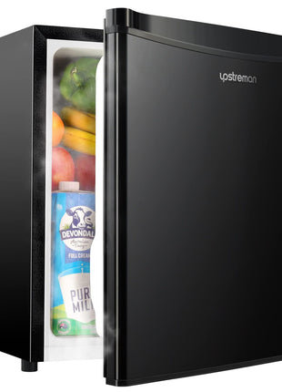 Upstreman 1.7 Cu.ft Mini Fridge with Freezer, Dorm Essentials, Adjustable Thermostat, Energy Saving, Low Noise, Single Door Compact Refrigerator for Dorm, Office, Bedroom, Black-FR17