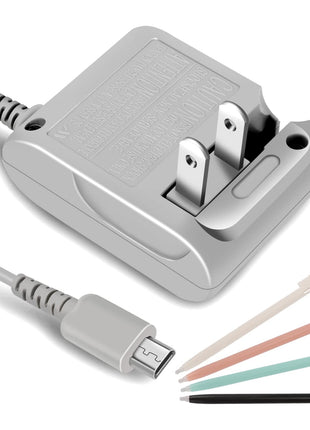 DS Lite Charger Kit Compatible with Nintendo DS Lite 100-240V Wall Plug Adapter with 4 Stylus Pen for Nintendo DS Lite