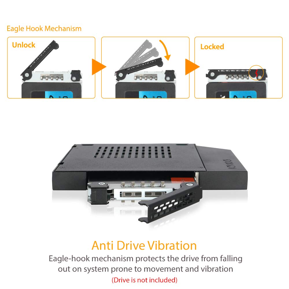ICY DOCK 2.5" SSD / HDD Hot-Swap SATA Mobile Rack for 12.7mm Slim CD/DVD-ROM Optical Bay | ToughArmor MB411SPO-1B (Fits 12.7mm Height ODD Slot)