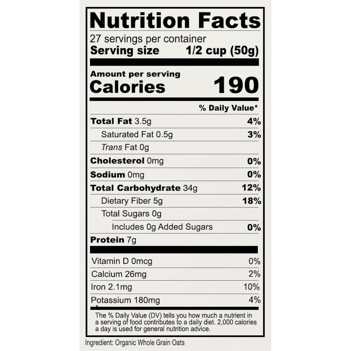 Anthony's Organic Rolled Oats, 3 lb, Gluten Free, Non GMO, Old Fashioned, Whole Grain