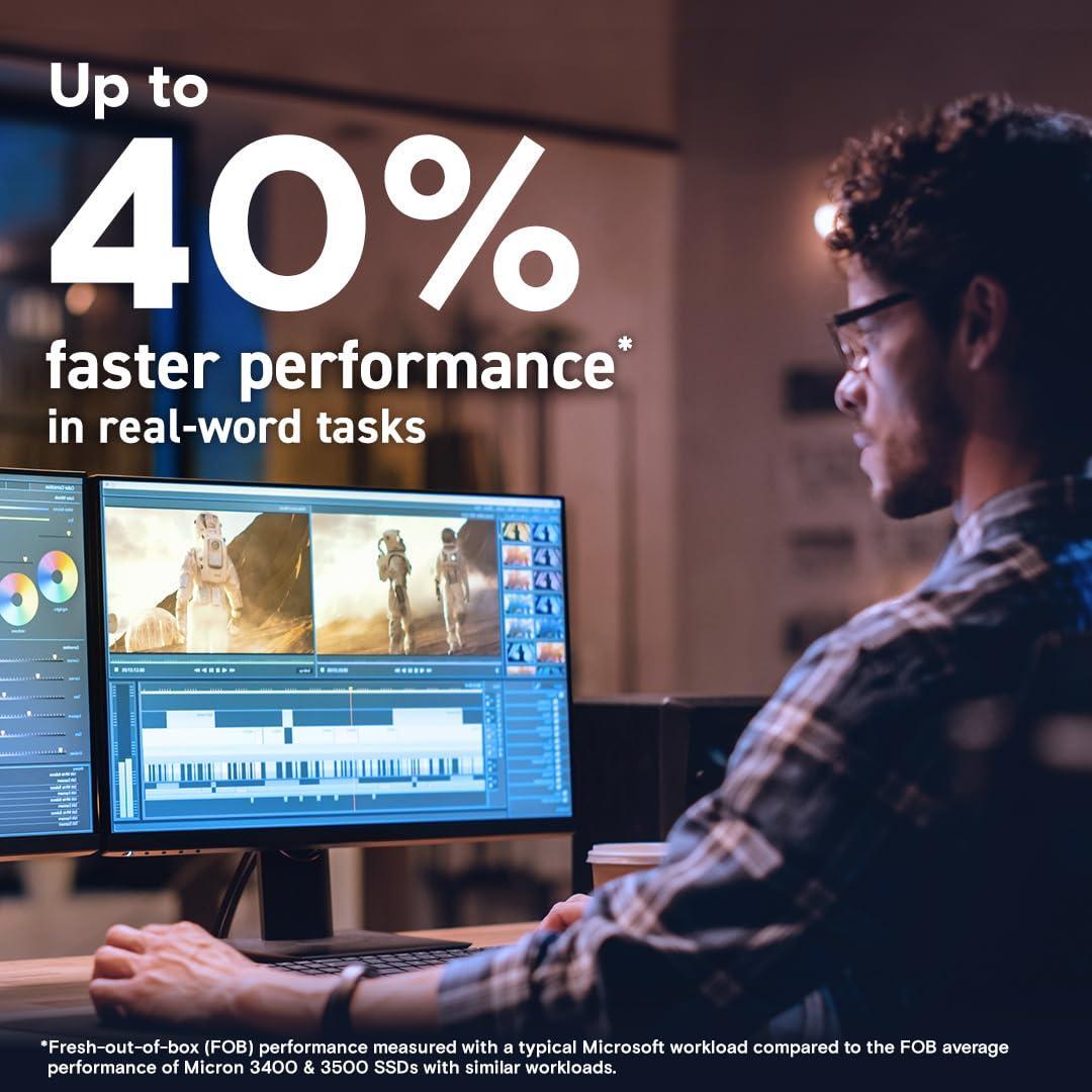 Crucial T705 4TB PCIe Gen5 NVMe M.2 SSD - Up to 14,100 MB/s - Game Ready - Internal Solid State Drive (PC) - +1mo Adobe CC - CT4000T705SSD3