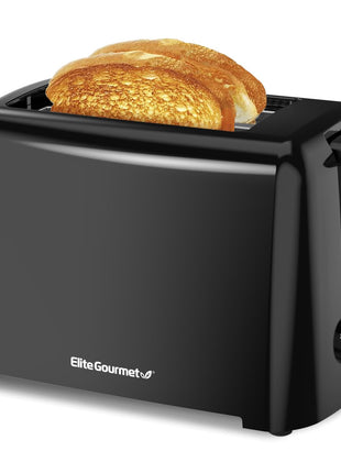 Elite Gourmet ECT1027B Cool Touch Toaster with 6 Temperature Settings & Extra Wide 1.25 inch Slots for Bagels, Waffles, Specialty Breads, Puff Pastry, Snacks, ETL Certified, 2 Slices, Black