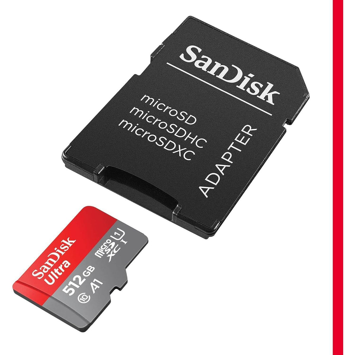 SanDisk 512GB Ultra microSDXC UHS-I Memory Card with Adapter - Up to 150MB/s, C10, U1, Full HD, A1, MicroSD Card - SDSQUAC-512G-GN6MA [New Version]