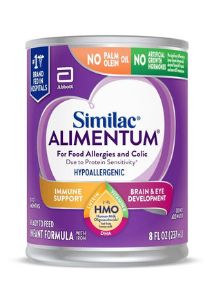 Similac Alimentum with 2'-FL HMO Hypoallergenic Infant Formula, for Food Allergies and Colic Due to Protein Sensitivity, Ready-to-Feed Baby Formula, 8-fl-oz Bottle, Pack of 24