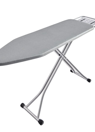 BKTD Ironing Board, Heat Resistant Cover Iron Board with Steam Rest, Non Slip Foldable Ironing Stand. Heavy Sturdy Metal Frame Legs Iron Stand(13 * 34 * 53 Inches) (Silver Gray)
