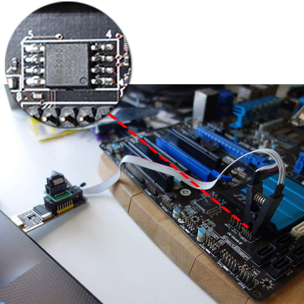 KeeYees SOP8 SOIC8 Test Clip and CH341A USB Programmer Flash for Most of 24 25 Series BIOS Chip with PDF Tutorial