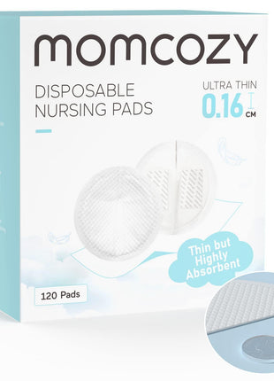 Momcozy Ultra-Thin Disposable Nursing Pads, Super Absorbent and Breathable Breastfeeding Pads, Make The Breasts Light and Unburdened, 3D Shape for The Best Fit, Individually Packaged（120 Count）