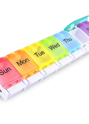 AUVON Weekly Pill Organizer Arthritis Friendly, BPA Free Travel 7 Day Pill Box Case with Spring Open Design and Large Compartment to Hold Vitamins, Cod Liver Oil, Supplements and Medication