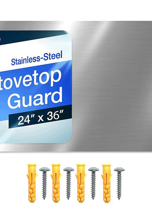 24" x 36" Reversible Metal Backsplash Matching screws | Compatible with Broan-NuTone SP3004 - Ultra Flat and Flushed Metal Panel Splatter Guard for Stovetop Easy Installation