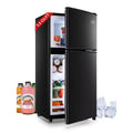 KRIB BLING 3.5 Cu.Ft Refrigerator 2 Door 7 Level Adjustable Thermostat Control Top-Freezer Refrigerator Lock Fresh Energy Saving Black (KB03-FLS-80-BLACK)