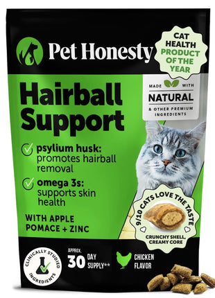 Cat Hairball Support Crunchy & Creamy Chews, Hairball Remedy Treats, Cat Furball Treatment, Supports Skin & Coat, Vitamins for Digestion, Chicken (30-Day Supply)