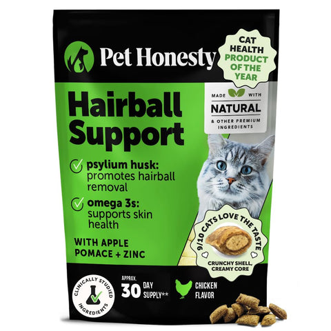 Cat Hairball Support Crunchy & Creamy Chews, Hairball Remedy Treats, Cat Furball Treatment, Supports Skin & Coat, Vitamins for Digestion, Chicken (30-Day Supply)