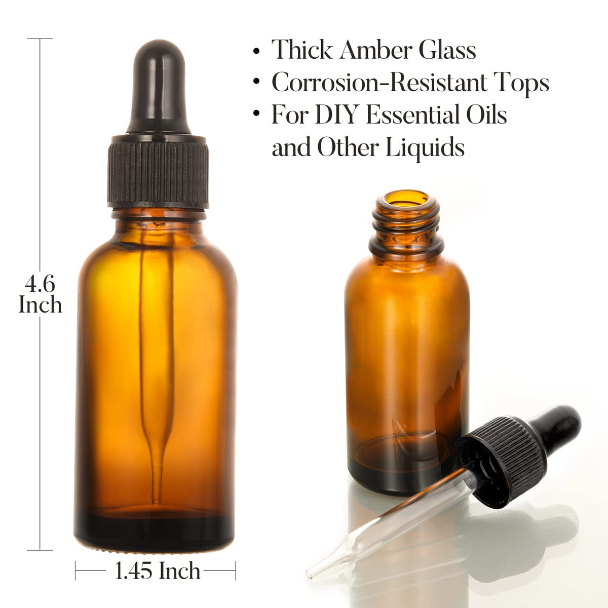 AOZITA 4 Pack, 2 oz Dropper Bottles with 1 Funnel & 4 Labels - Essential Oils Bottles for Health, Personal Care & Beauty - 60ml Thick Dark Amber Glass Tincture Bottles with Eye Droppers, Leakproof