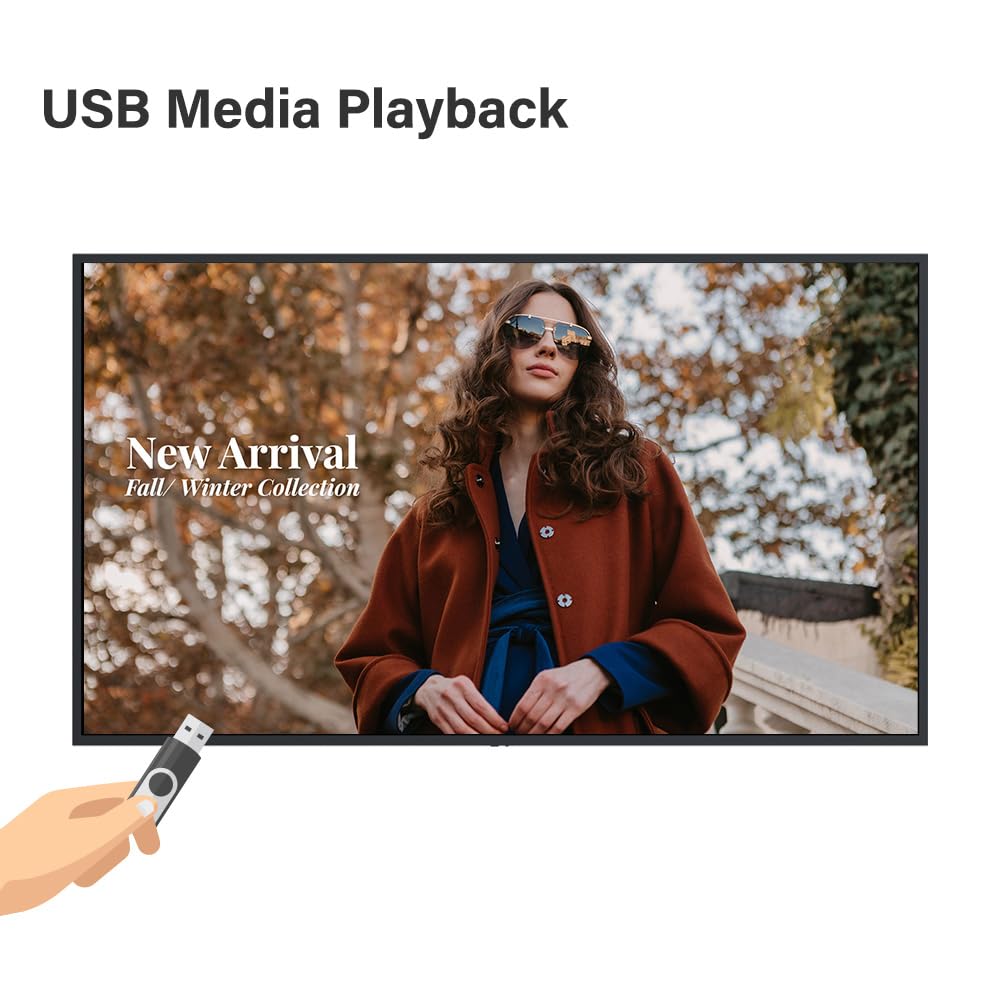 AG Neovo DS4351U 43'' Commercial Digital Signage Display for Business, All-in-one, 4K UHD, 500 nits, HDMI, USB, LAN, WiFi, 3-Year Waranty, 24/7 Operation, Portrait and Landscape