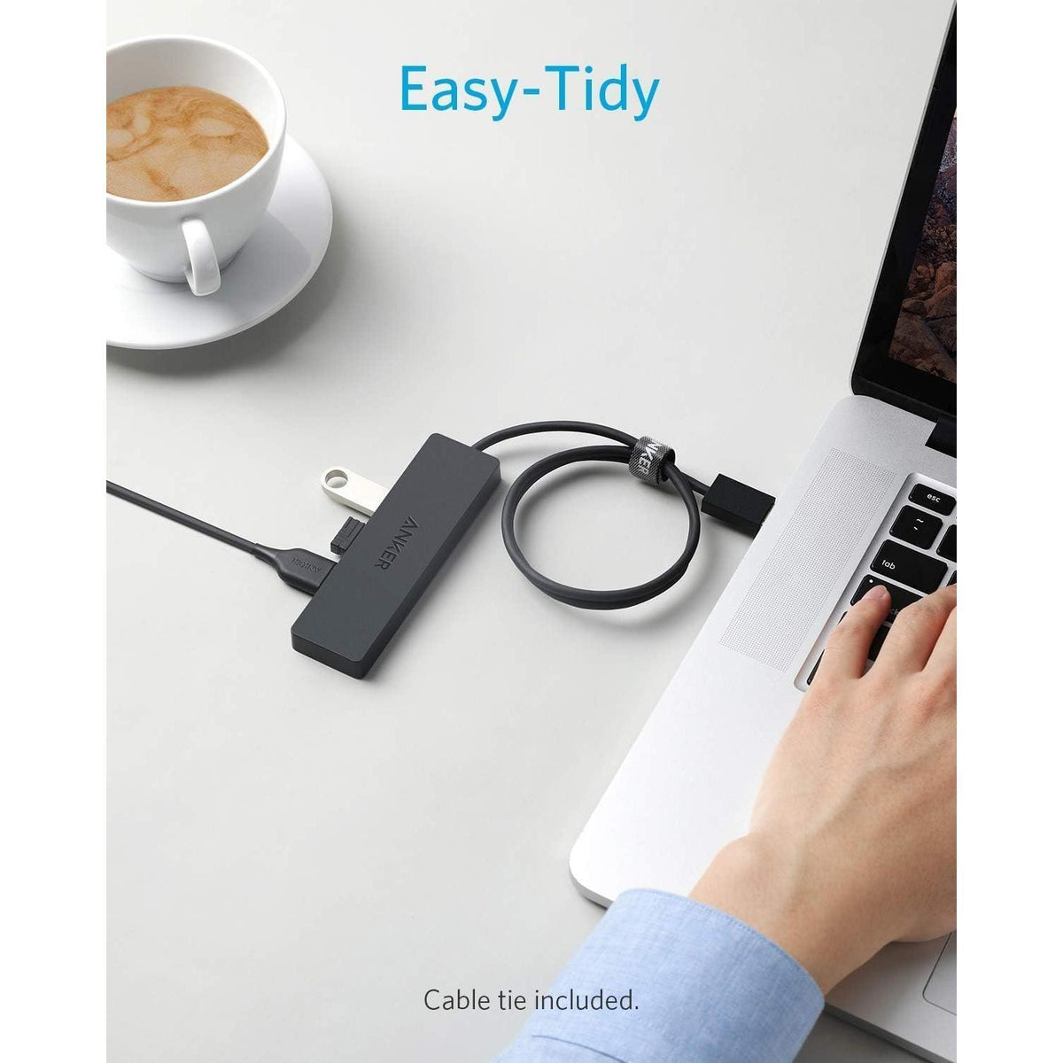 Anker 4-Port USB 3.0 Hub, Ultra-Slim Data USB Hub with 2 ft Extended Cable (Charging Not Supported), for MacBook, Mac Pro, Mac Mini, iMac, Surface Pro, XPS, PC, Flash Drive, Mobile HDD