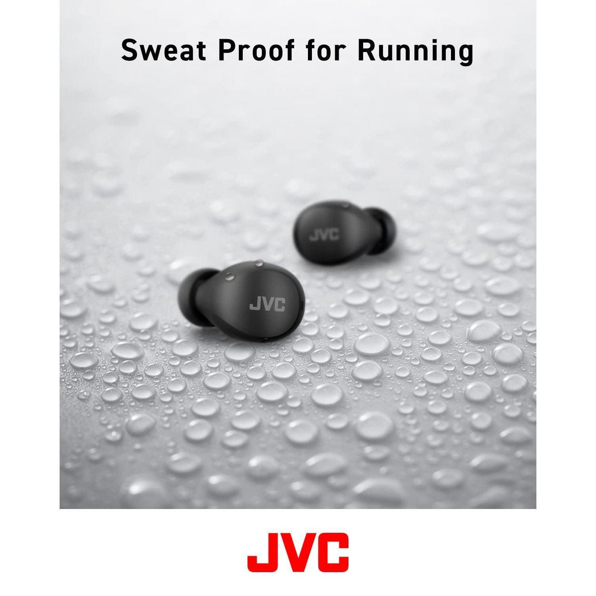 JVC Compact and Lightweight Gumy Mini True Wireless Earbuds Headphones, Long Battery Life (up to 23 Hours), Sound with Neodymium Magnet Driver, Water Resistance (IPX4) - HAA6TB (Black)
