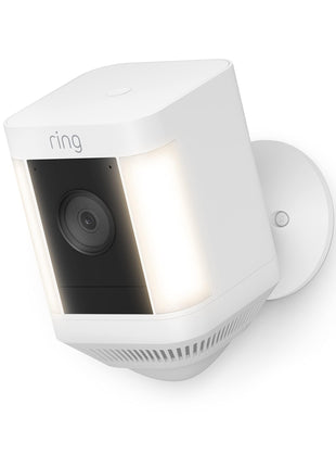 Ring Spotlight Cam Plus, Battery, Home or business security with HD video, Two-Way Talk, Color Night Vision, and Security Siren, White