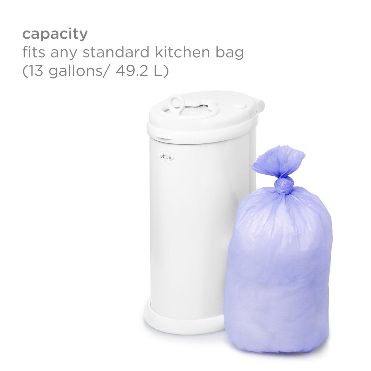 Ubbi Diaper Pail Plastic Bags, Disposable Baby Waste Bags, 3 Pack, 75 Count, 13-Gallon Bags