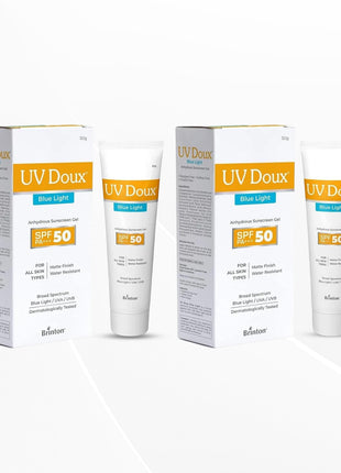Brinton UV Doux Blue Light Sunscreen Gel SPF 50 PA+ UVA/UVB for Men & Women, 50g (Pack of 2)