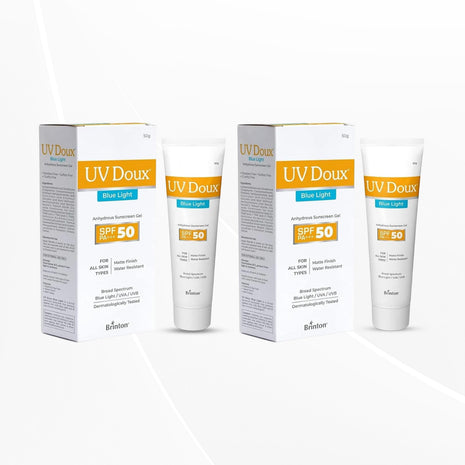 Brinton UV Doux Blue Light Sunscreen Gel SPF 50 PA+ UVA/UVB for Men & Women, 50g (Pack of 2)