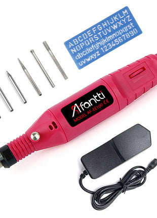 Corded Electric Engraver Pen Engraving Etching Tool Etcher Kit with | Stencil & Tungsten Carbide Tip | for Metal Glass jewelry Leather Wood Ceramic Plastic