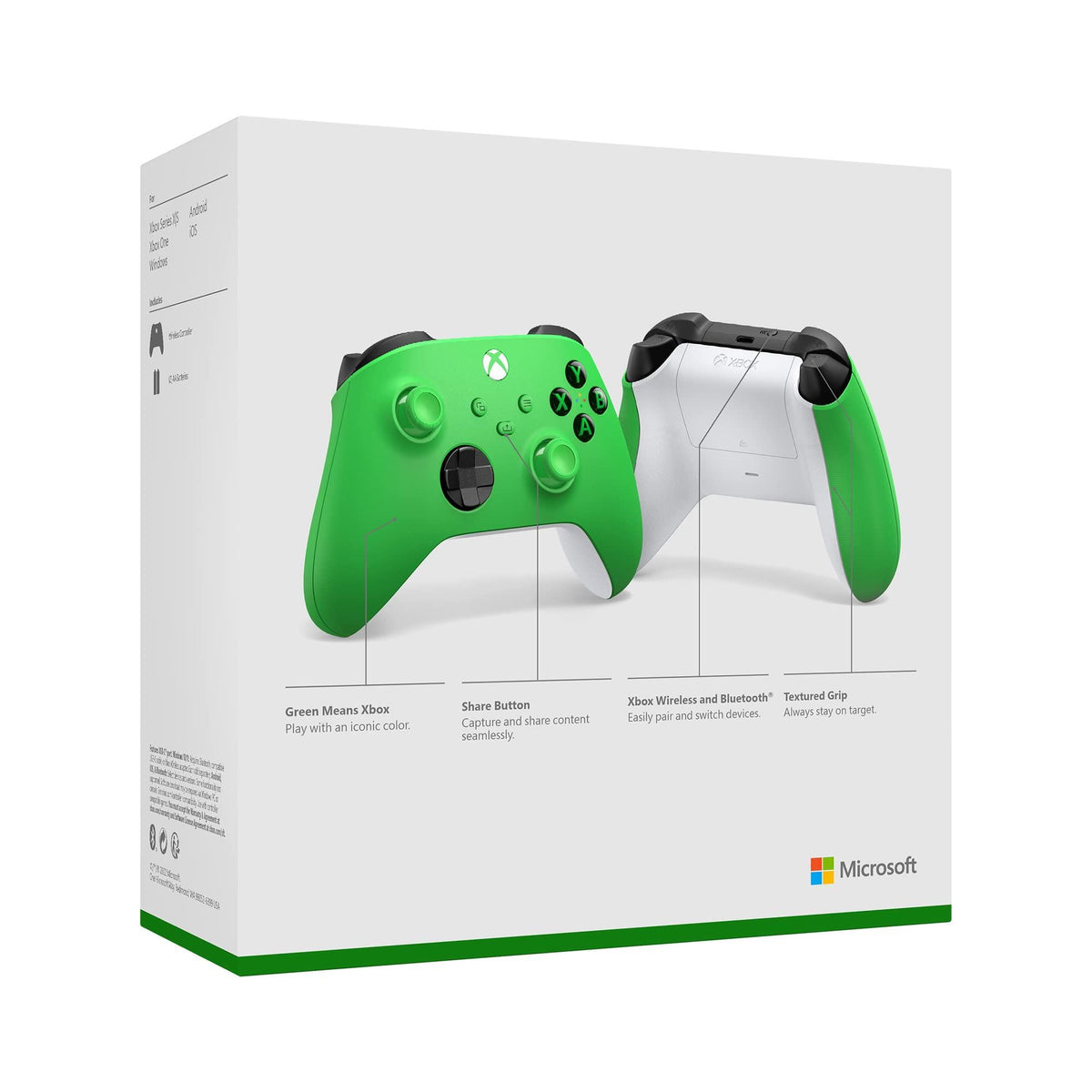 Xbox Core Wireless Gaming Controller – Velocity Green Series X|S, One, Windows PC, Android, and iOS