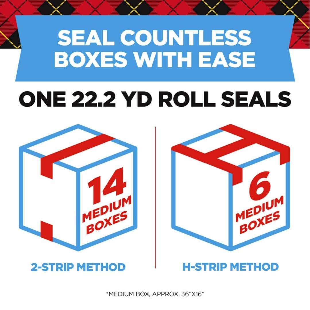 Scotch Heavy Duty Shipping Packing Tape, Clear, Packing Tape for Moving Boxes and Packaging Supplies, 1.88 in. x 22.2 yd., 6 Roll Dispensers, Moving Supplies