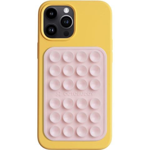 OCTOBUDDY Classic - Silicone Suction Phone Case Adhesive Mount - Hands-Free, Strong Grip Holder for Selfies and Videos - iPhone and Android Compatible - 2.25″ x 3.25″, Chalk Pink