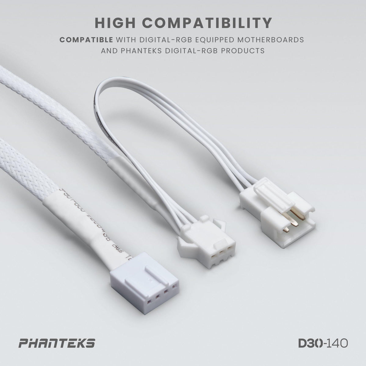 Phanteks (PH-F140D30_DRGB_PWM_WT01) D30-140 DRGB PWM Fan, Premium D-RGB Performance Fan, ARGB/DRGB Lighting, Daisy-Chain Fan Linking System (White)