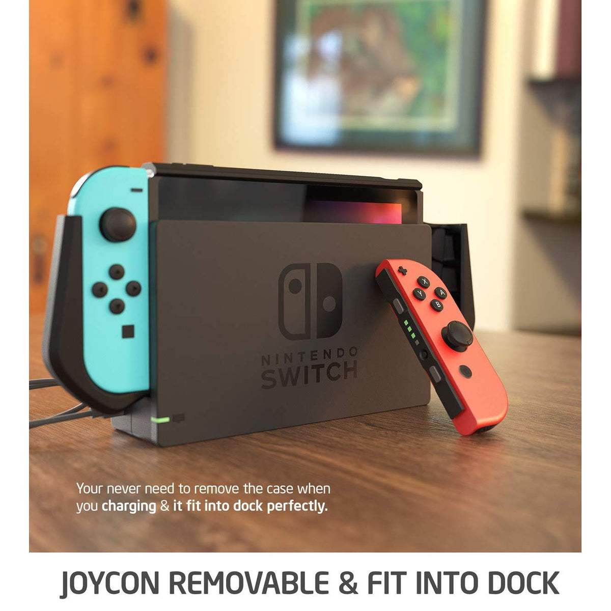 Mumba Dockable Case for Nintendo Switch, [Blade Series] TPU Grip Protective Cover Case Compatible with Nintendo Switch Console and Joy-Con Controller (Black)