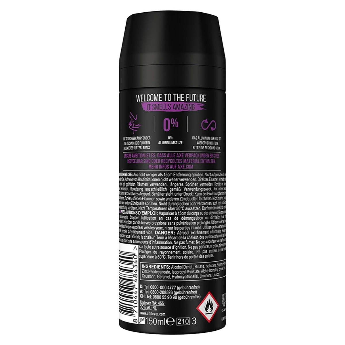 Axe Excite Deodorant Body Spray for Men | 48H* Odour Protection | Crisp Coconut & Black Pepper Scent | 150ml