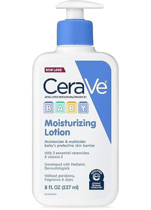 CeraVe Baby Lotion, Baby Skin Moisturizer with Vitamin E & Niacinamide, 8oz | Gently Hydrates Delicate Skin with A Non-Greasy Feel, Free Of Fragrance, Dyes, Paraben & Phthalates