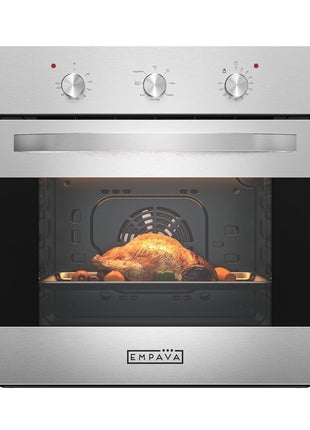 Empava 24" Electric Single Wall Oven with 6 Cooking Functions | Mechanical Knobs Control in Stainless Steel