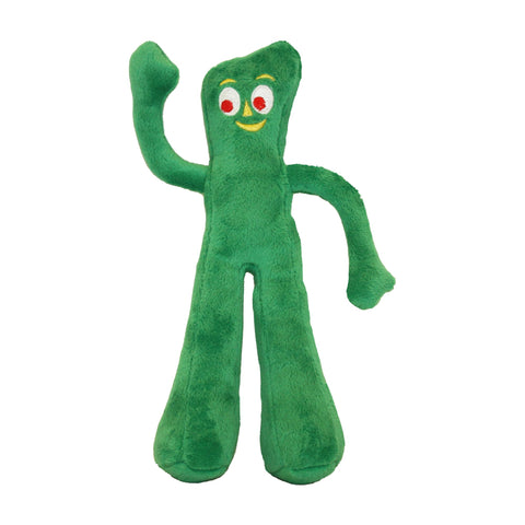 Multipet Gumby Dog Plush Toy - Squeaky Toy for All Dogs - Extra Soft Plush w/ Flexible Legs & Arms - Stuffed Animal for Cuddling & Playing - Cute Dog Pet Toy (9", Green)