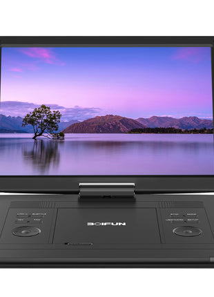 17.5" Portable DVD Player with 15.6" Large HD Screen, 6 Hours Rechargeable Battery, Support USB/SD Card/Sync TV and Multiple Disc Formats, High Volume Speaker, Black