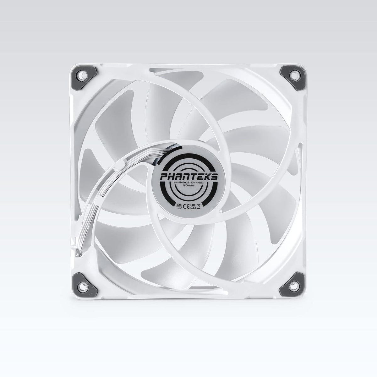 Phanteks M25-140 D-RGB Fan, High-Airflow Radiator Performance, PWM Control up to 1800RPM, ARGB/DRGB Lighting, Daisy-Chain Cable (White Matte Blade/White Fan Frame (Single))