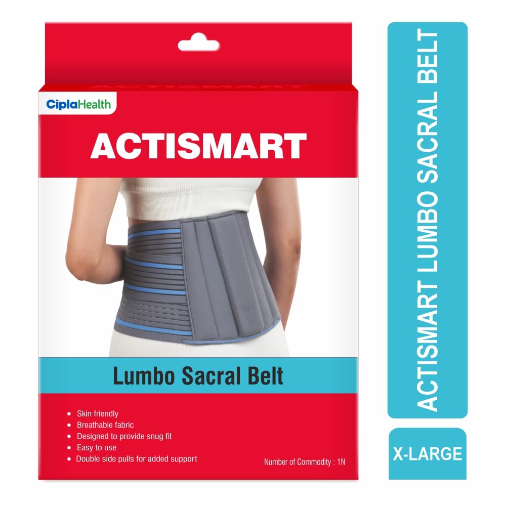 Cipla ACTISMART Lumbar Sacral Belt | Back Support Belt | Belt For Back Pain Relief Women & Men |Back Support & Injury Prevention | XL