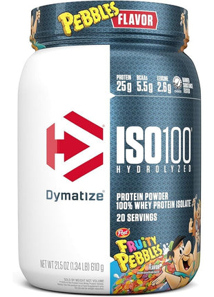 Dymatize ISO100 Protein Powder, 100% Whey Isolate, Fruity Pebbles | 25g Protein, Hydrolyzed, Fast-Absorbing, Supports Muscle Health, 5.5g BCAAs, Gluten-Free, 20 Servings, 1.3 lb