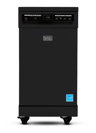 BLACK+DECKER 18-Inch Portable Dishwasher, Energy Star, BPD8B, Black | 8-Place Setting Capacity, Mobile Dish Washer with 6 Wash Programs, LED Display, Stainless Steel Tub