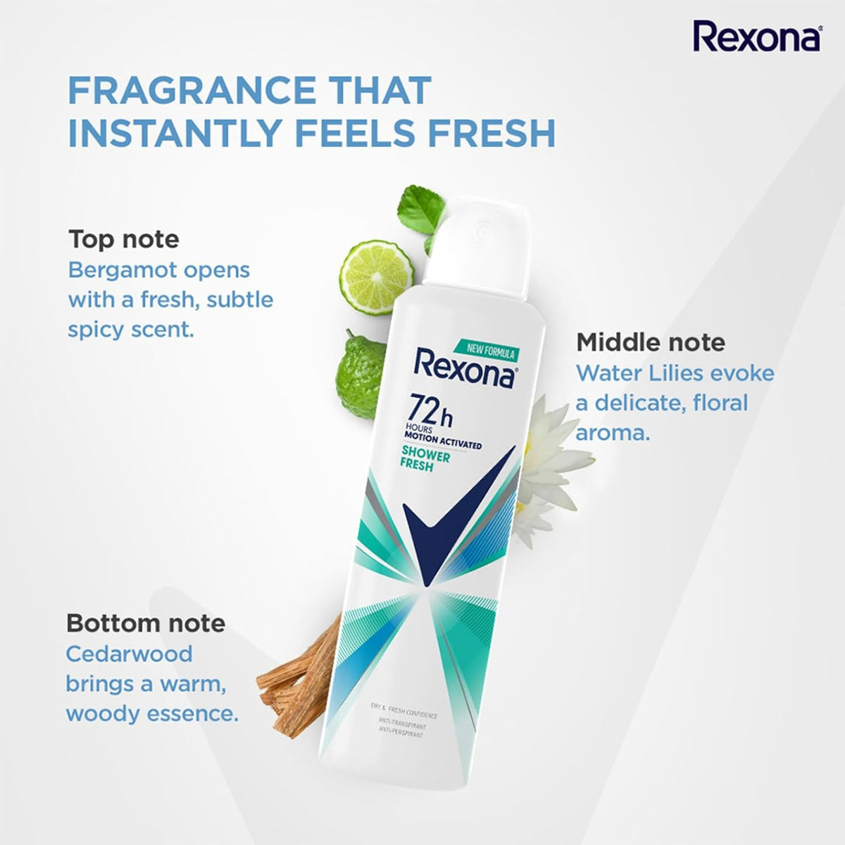 Rexona Shower Fresh Advanced Protection Anti-Perspirant Deodorant for Women | 72H* Odour Protection | 0%* Alcohol | Dry Shield Technology & Invigorating Scent | 200ml