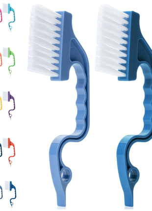 Slick- Window Track Cleaning Brush, 2 Pack, Blue Ergonomic Handle, Built-in Scraper, Multipurpose, Window Track Cleaning Tools