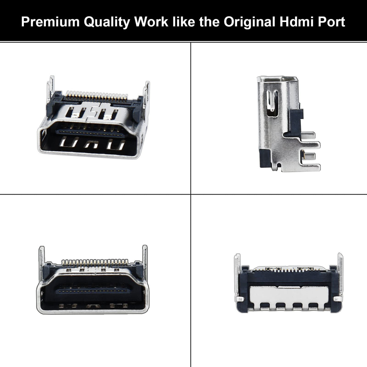 Aosai 4Pcs HDMI Port Replacement for PlayStation 5, HDMI Display Socket Connector Jack for Sony PS5 Console (Silver - 4 Pcs)