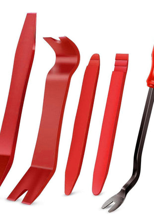 GOOACC 5 PCS Nylon Auto Trim Removal Tool Kit No-Scratch Removal Tool Kit for Car Panel & Audio Dashboard Dismantle Red