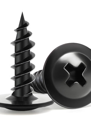Wood Screws 1/2 Inch, 160 PCS FIXLINK Premium Phillips Truss Head Black Wood Screws, Self Tapping Electrophoresis Modified Fast Truss Head Wood Screw Used in Indoor Furniture, Woodworking (#8 x 1/2")