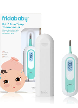 Frida Baby 3-in-1 Rectal, Underarm & Oral Thermometer for Kids, Digital Baby Thermometer for Infants, Toddlers, & Kids, Quick & Accurate Temperature Check, Includes Carrying Case for Storage
