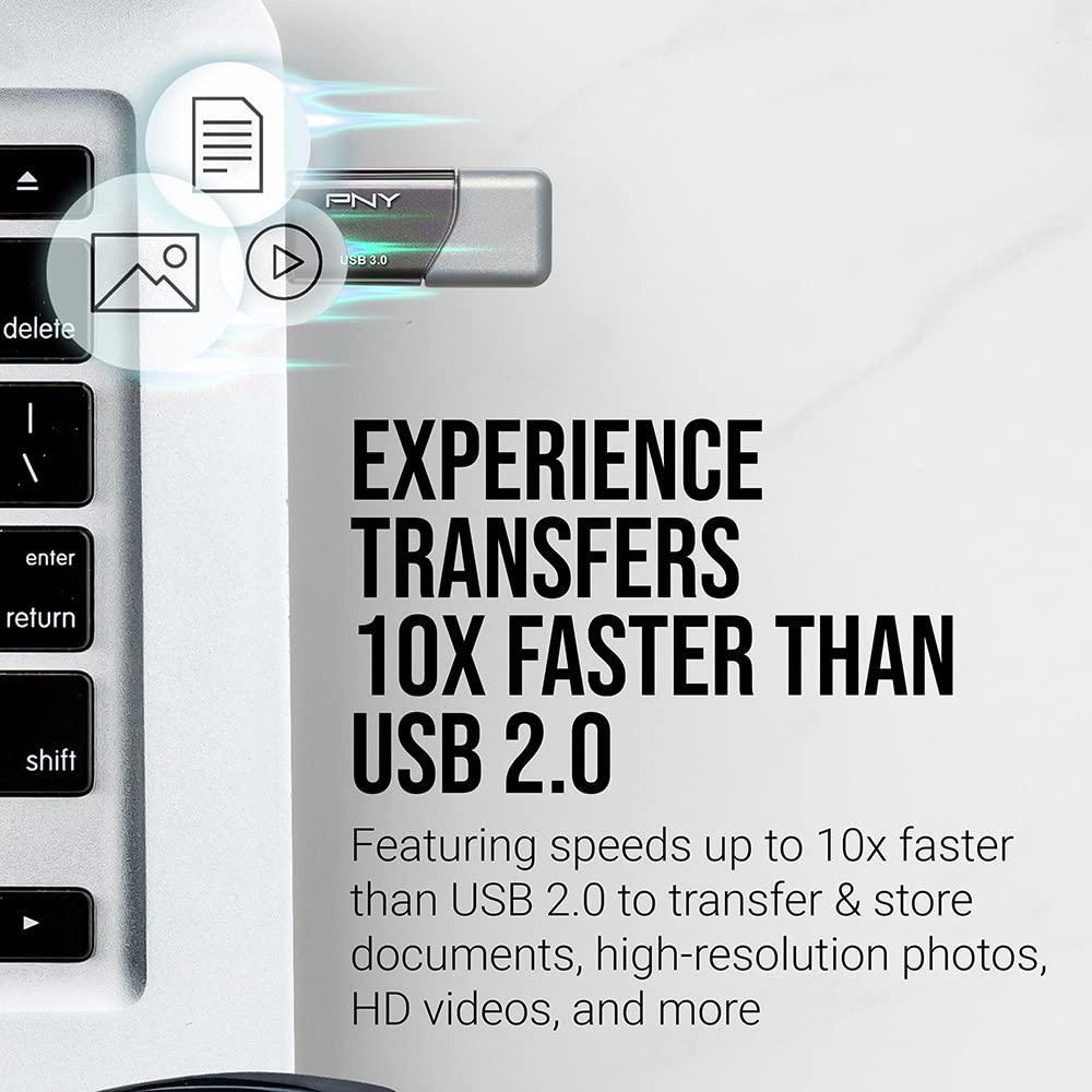 PNY P-FD256X2TBOP-MP 256GB Turbo Attaché 3 USB 3.0 Flash Drive,Silver (Pack of 2)