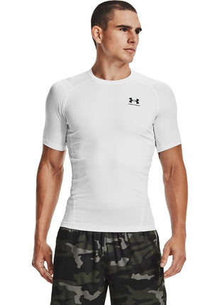Under Armour Men's Armour HeatGear Compression Short-Sleeve T-Shirt , White (100)/Black, Medium